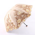 3 Folding Embroidered Lace UV Protection Rainy Sunny Umbrella