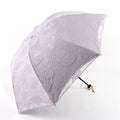 Leaves Embroidered Lace 3 Folding UV Protection Rainy Sunny Umbrella