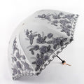 3 Folding Floral Embroidered Double Layers Umbrella