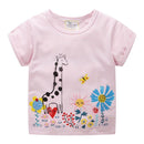 Girl Cotton Floral Print Short Sleeves T-shirt