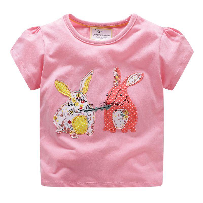 Girl Cotton Rabbit Print Short Sleeves Tee