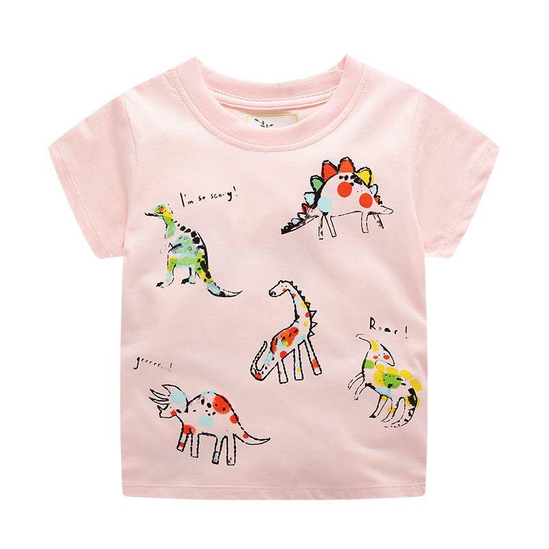 Girl Cotton Cartoon Print Short Sleeves T-shirt