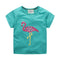Girl Cotton Flamingo Print Short Sleeves T-shirt
