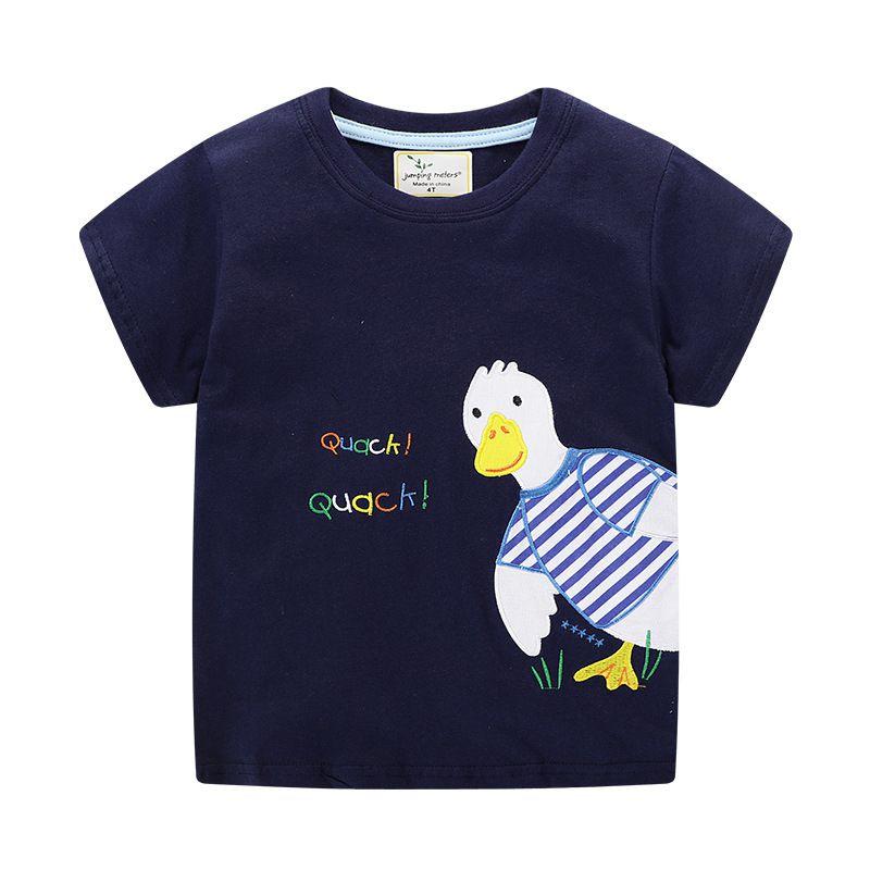 Kids Cotton Cartoon Duck Print Short Sleeves T-shirt