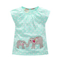 Girl Cotton Elephant Embroidered  T-shirt