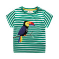 Kids Cotton Bird Embroidered Short Sleeves Tee