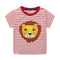 Kids Cotton Lion Embroidered Short Sleeves T-shirt