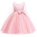 Girl Cotton Bowknot Pattern Meshed Tutu Princess Dress