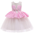 Girl Floral Pattern Lace Patchwork Tutu Princess Dress