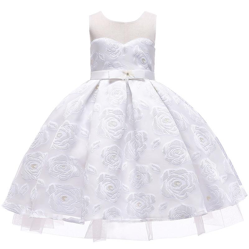 Girl Rose Print Meshed Princess Dress