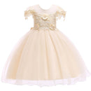 Girl Floral Pattern Meshed Tutu Princess Dress