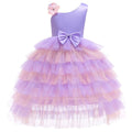 Girl Cotton One Shoulder Bowknot Princess Dress