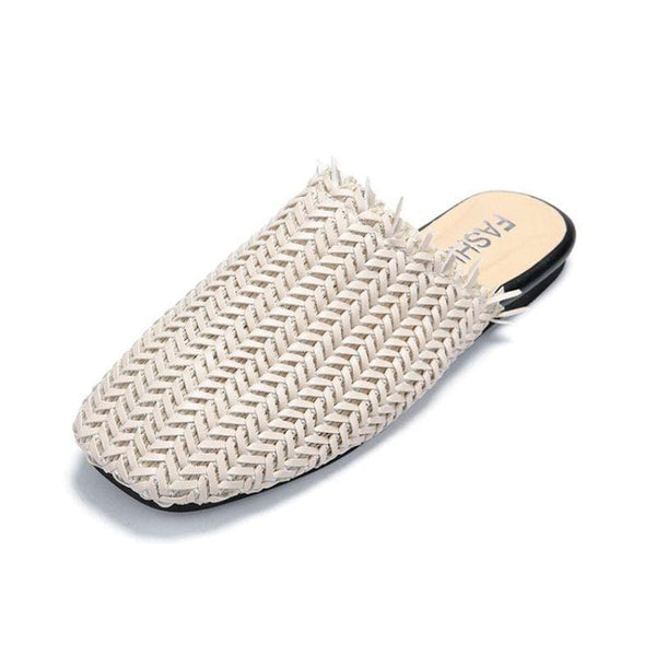 Women Fashion Woven Design Slippers Shoes