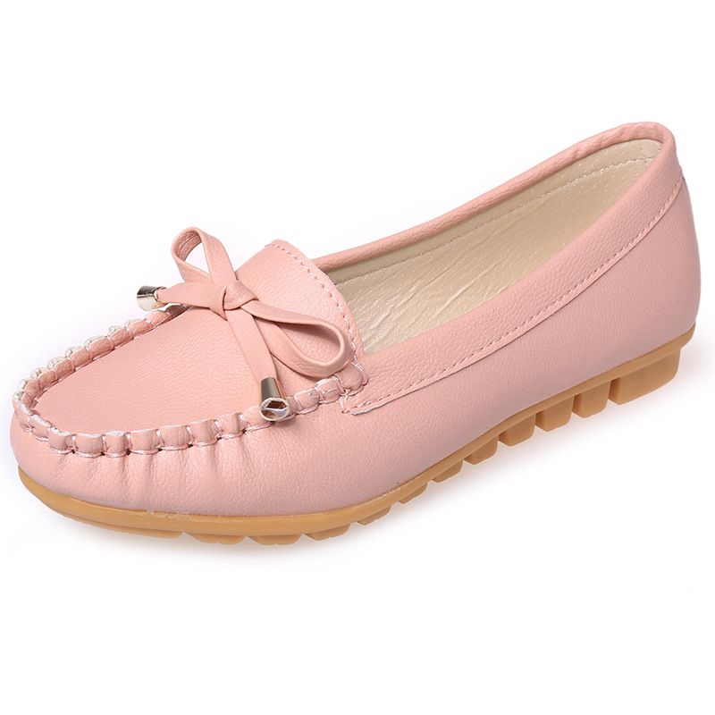 Bowknot Design Solid Color Casual Round Toe Flat Shoes