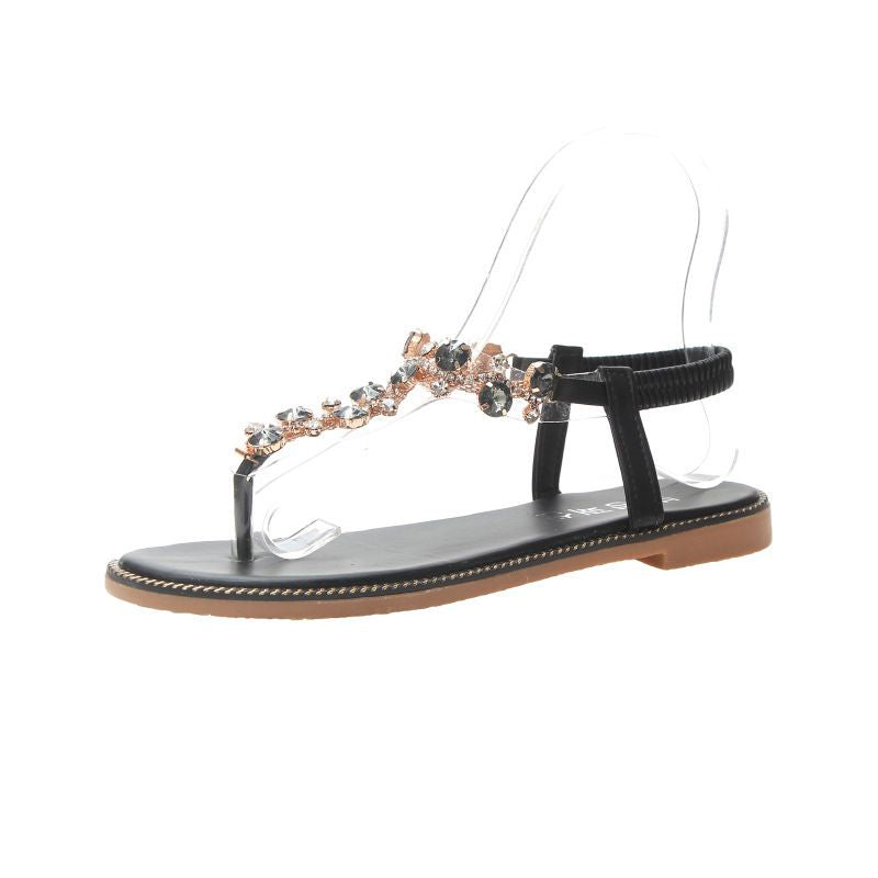 Boho Style Women Casual Beaded Flat Sandals Shoes
