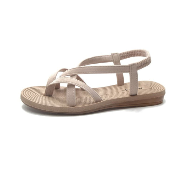 Fashion Cross Strap Rubber Outsole Flat Sandals Shoes