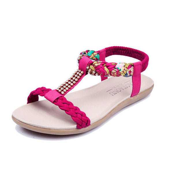 Bohemia Style Beaded Flat Sandals Shoes