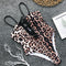 Women Sexy Lace-up Leopard Print Spaghetti Strap One-piece Swimwear