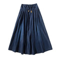 Women Simple Double Pocket High-waisted Lace-up Denim Skirt