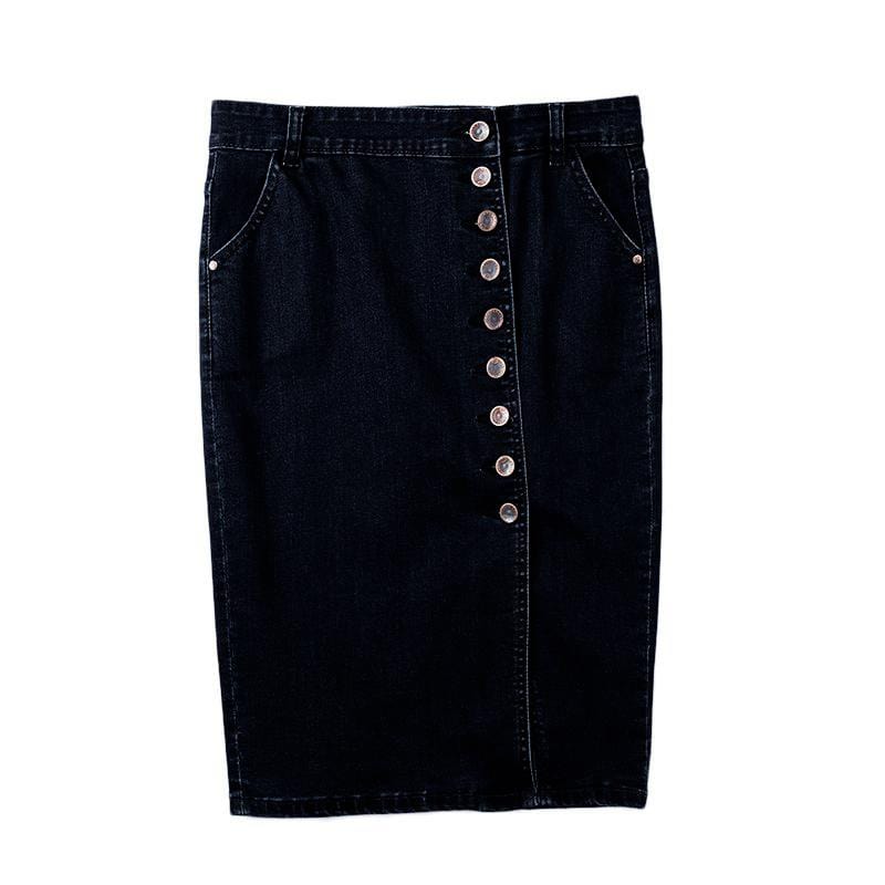 Women Plus Size Single-breasted Stretchy Tight Denim Skirt