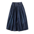 Women Casual Loose High-waisted Large Hemline Denim Skirt