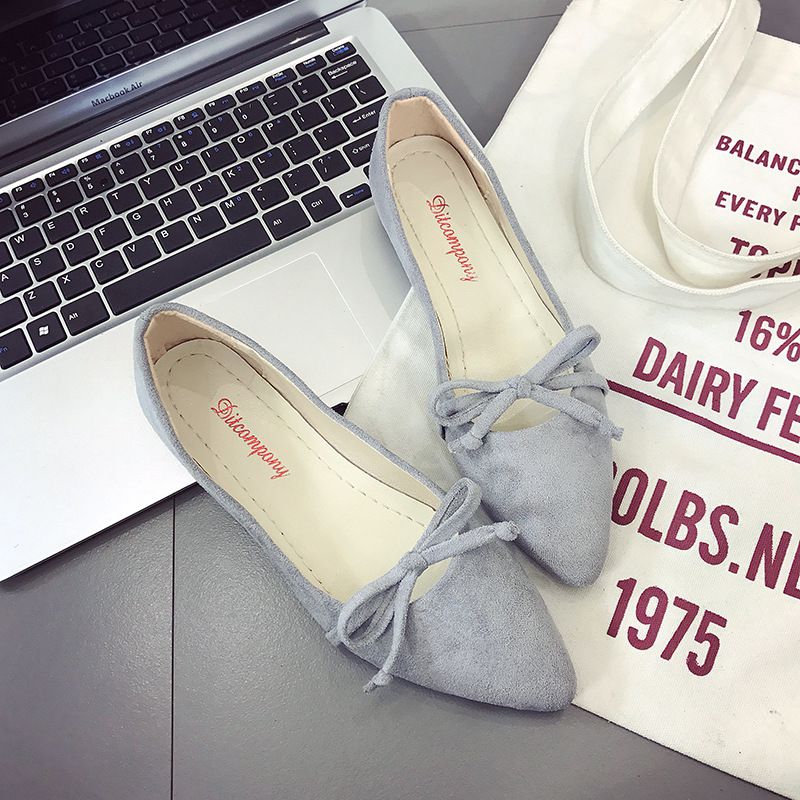 Bowknot Lace-up Casual Pointed-toe Loafers Shoes