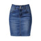 Women Basic Double Pocket Elastic Tight Denim Skirt