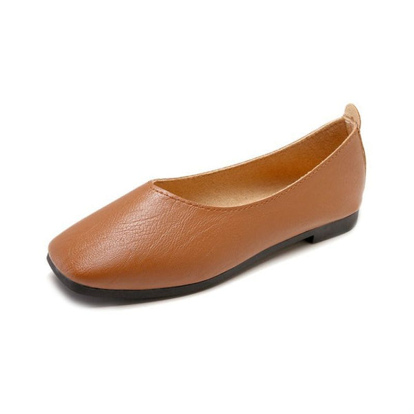 Fashion Casual Solid Color Square-toe Flat Shoes