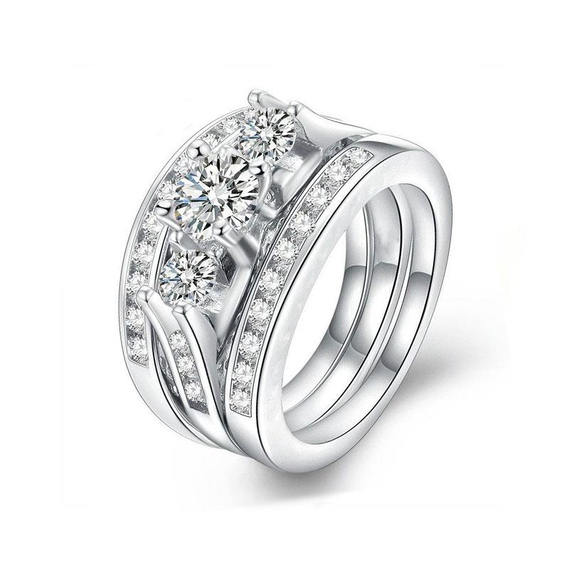 Fashion Lady Shiny Zircon Decor Engagement Ring