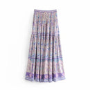 Women Casual Bohemian Style Floral Print Medium-length Skirt