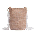 Creative Lace Strap Design Summer Straw Woven Bucket Bag