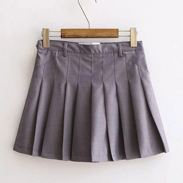 Women Simple Classical Preppy Style Solid Color Pleated Skirt