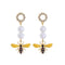 Women Natural Style Enameled Alloy Bee Pearl Earrings