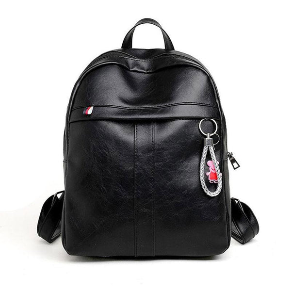 Casual Lady Solid Color PU Leather Large Capacity Campus Style Backpack