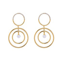 Fashion Geometric Design Women Hollow Round Shape Pearl Earrings