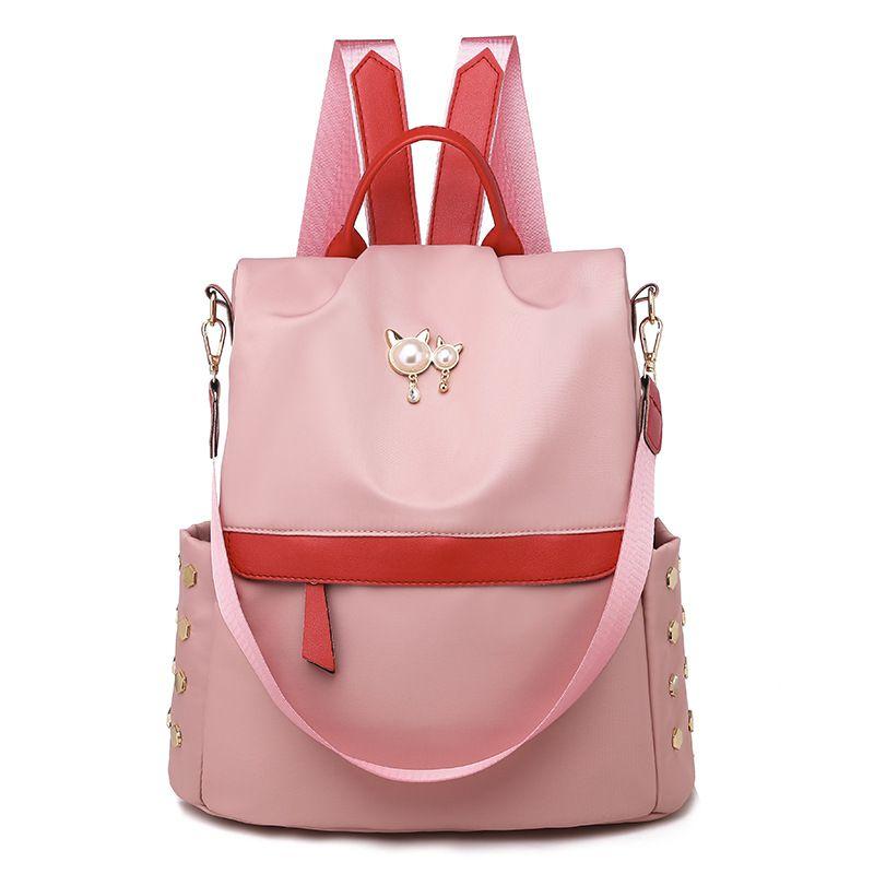 Hot Sale Women Casual Outdoor Wear Contrast Nylon Backpack