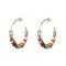 Women Retro Boho Style Multicolor Beads Design Hoop Earrings