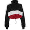 Women Casual Zipper Hem Drawstring Design Sporty Cropped Sweatshirt