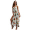 Hot Sale Women Fashion V Neck High-waisted Side-slit Floral Print Maxi Dress