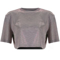 Hot Sale Women Simple Basic Round Collar Short-sleeve Shiny Crop Top