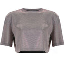 Hot Sale Women Simple Basic Round Collar Short-sleeve Shiny Crop Top