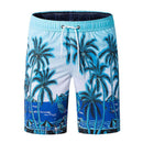 Men Cotton Coconut Seawater Print Loose Casual Shorts
