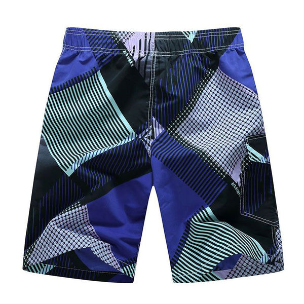 Men Striped Print Patchwork Loose Casual Shorts