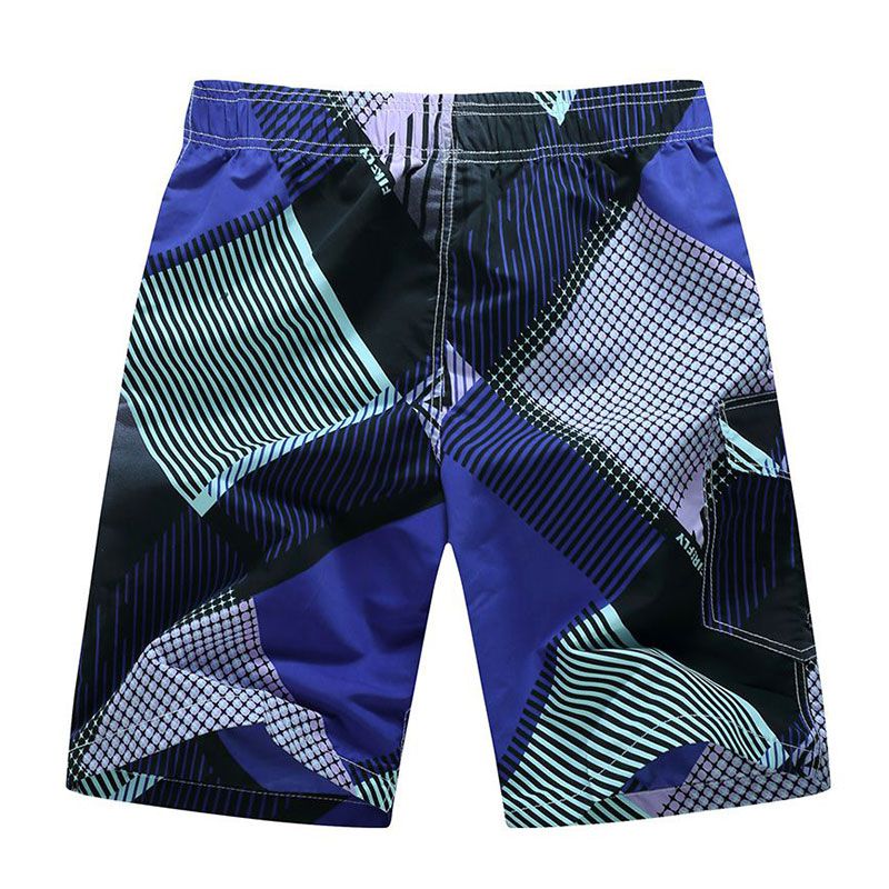 Men Striped Print Patchwork Loose Casual Shorts