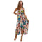 Women Fashion V Neck Side Lace-up Floral Print Slip Dress