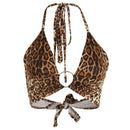 Hot Sale Women Sexy Deep V Neck Halter Backless Design Leopard Print Camisole