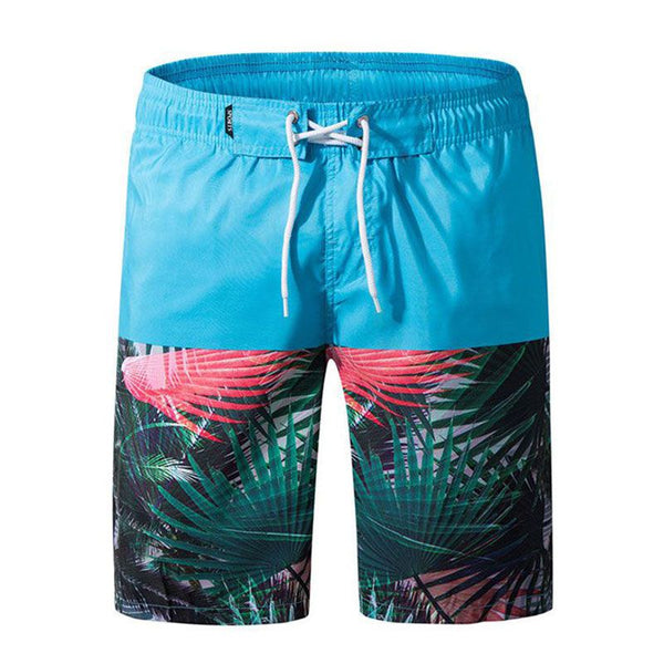 Men Tropical Plant Printed Drawstring Shorts