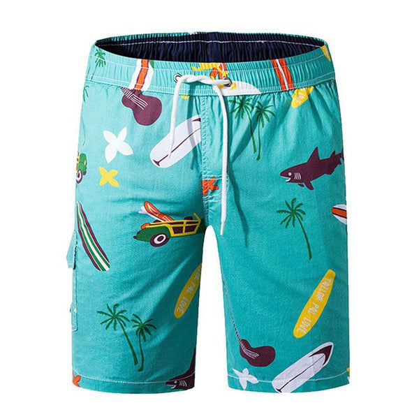 Men Cotton Cartoon Pattern Beach Shorts