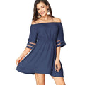 Women Casual Off-the-shoulder Half-sleeve Loose Dress