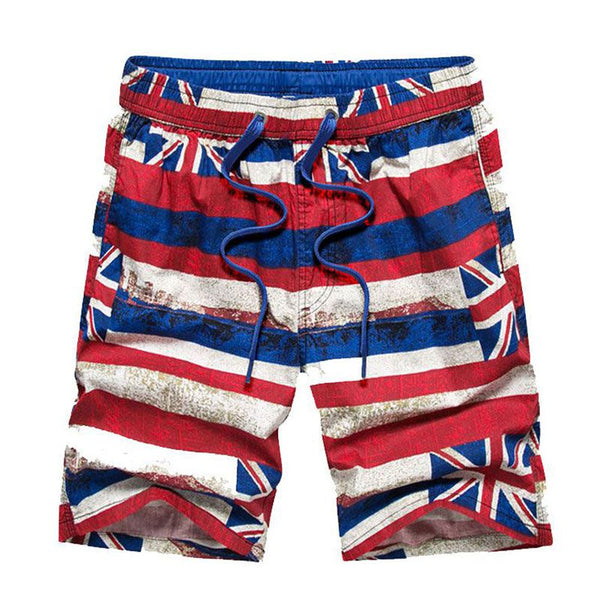 Men Cotton Stripe Print Casual Sports Shorts